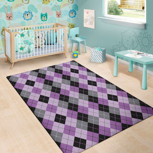 Black Grey And Violet Argyle Print Area Rug