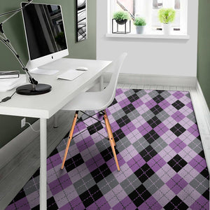 Black Grey And Violet Argyle Print Area Rug