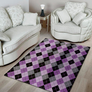 Black Grey And Violet Argyle Print Area Rug