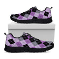 Black Grey And Violet Argyle Print Black Running Shoes