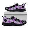 Black Grey And Violet Argyle Print Black Sneakers