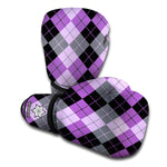 Black Grey And Violet Argyle Print Boxing Gloves