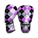 Black Grey And Violet Argyle Print Boxing Gloves