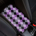 Black Grey And Violet Argyle Print Car Center Console Cover