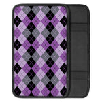 Black Grey And Violet Argyle Print Car Center Console Cover