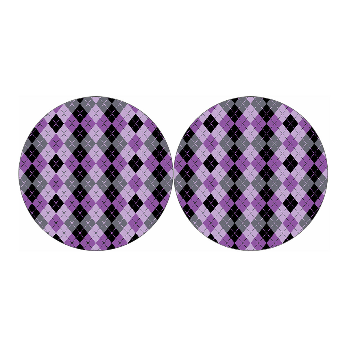 Black Grey And Violet Argyle Print Car Coasters