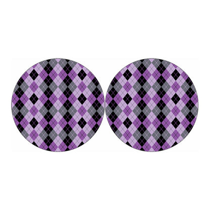 Black Grey And Violet Argyle Print Car Coasters