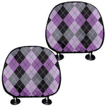 Black Grey And Violet Argyle Print Car Headrest Covers
