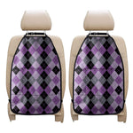Black Grey And Violet Argyle Print Car Seat Organizers