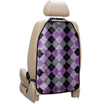 Black Grey And Violet Argyle Print Car Seat Organizers