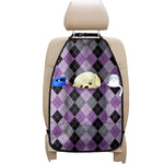 Black Grey And Violet Argyle Print Car Seat Organizers