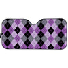 Black Grey And Violet Argyle Print Car Sun Shade