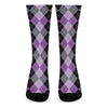 Black Grey And Violet Argyle Print Crew Socks