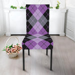 Black Grey And Violet Argyle Print Dining Chair Slipcover
