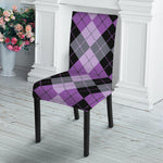 Black Grey And Violet Argyle Print Dining Chair Slipcover