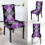 Black Grey And Violet Argyle Print Dining Chair Slipcover