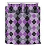 Black Grey And Violet Argyle Print Duvet Cover Bedding Set