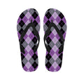 Black Grey And Violet Argyle Print Flip Flops