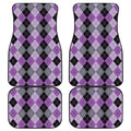 Black Grey And Violet Argyle Print Front and Back Car Floor Mats