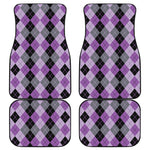 Black Grey And Violet Argyle Print Front and Back Car Floor Mats