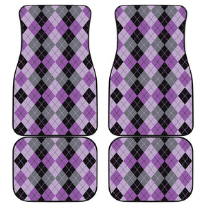 Black Grey And Violet Argyle Print Front and Back Car Floor Mats