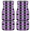 Black Grey And Violet Argyle Print Front and Back Car Floor Mats