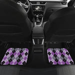 Black Grey And Violet Argyle Print Front and Back Car Floor Mats