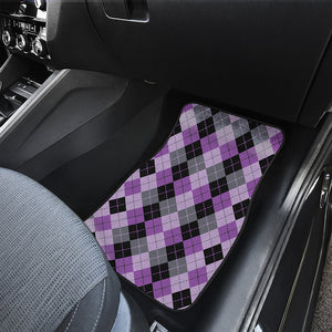 Black Grey And Violet Argyle Print Front and Back Car Floor Mats