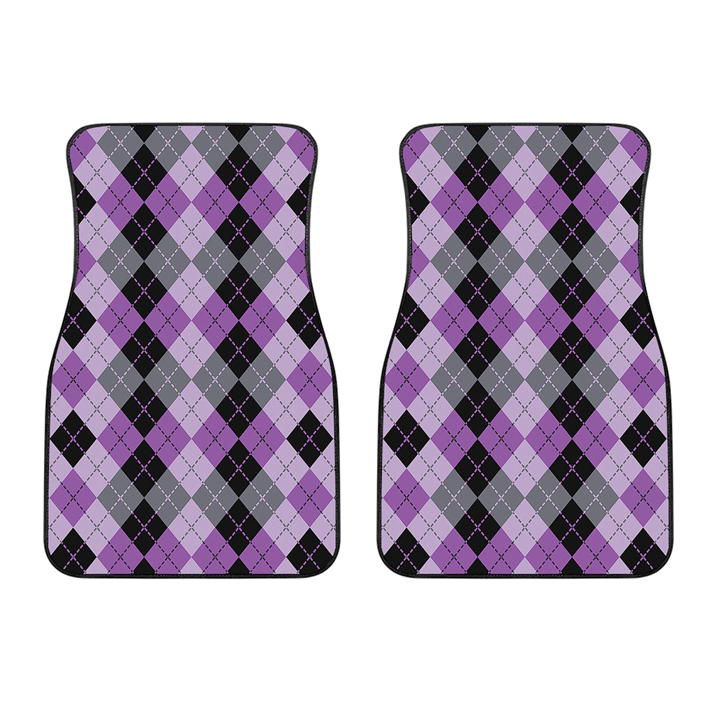 Black Grey And Violet Argyle Print Front Car Floor Mats