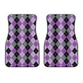 Black Grey And Violet Argyle Print Front Car Floor Mats
