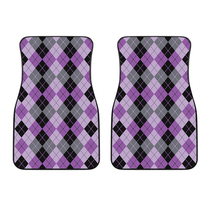 Black Grey And Violet Argyle Print Front Car Floor Mats
