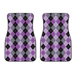 Black Grey And Violet Argyle Print Front Car Floor Mats