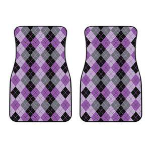 Black Grey And Violet Argyle Print Front Car Floor Mats