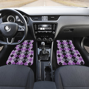 Black Grey And Violet Argyle Print Front Car Floor Mats