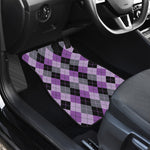 Black Grey And Violet Argyle Print Front Car Floor Mats