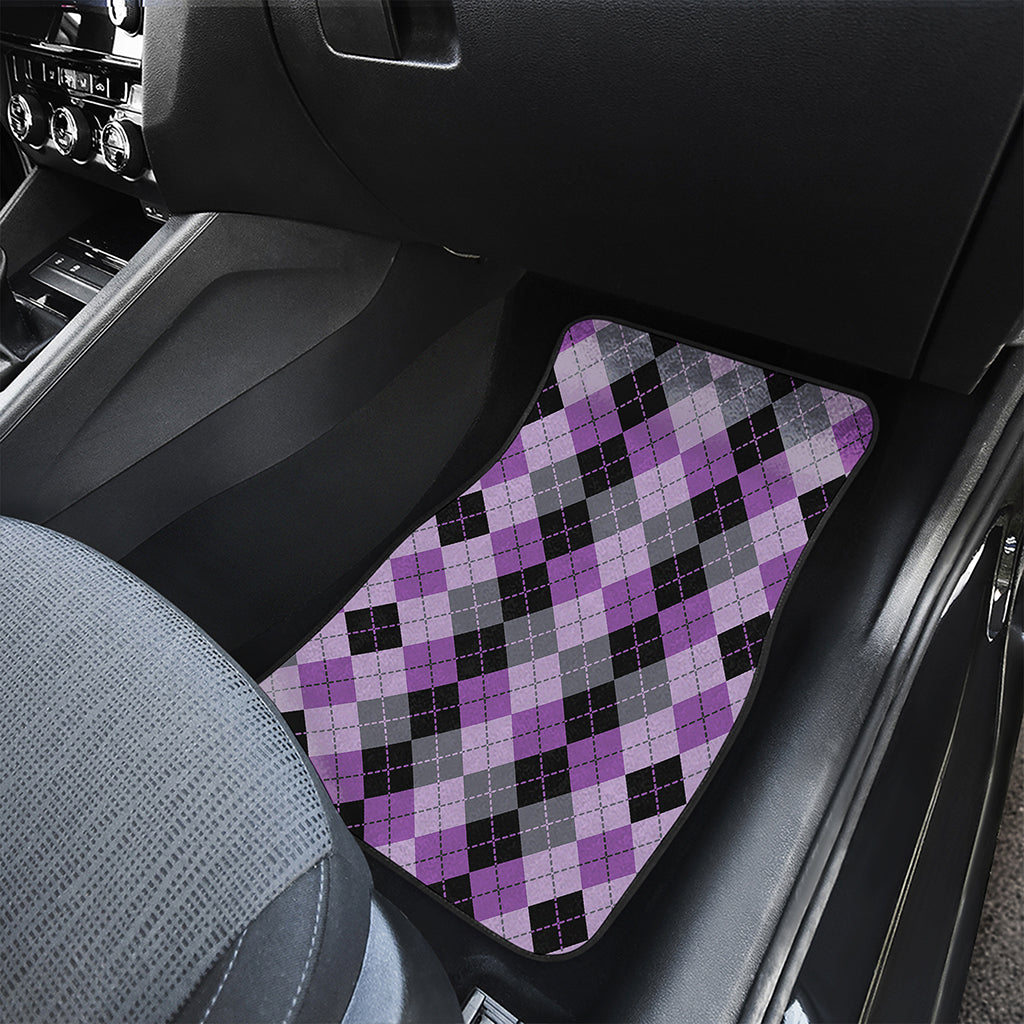 Black Grey And Violet Argyle Print Front Car Floor Mats