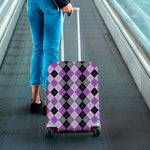 Black Grey And Violet Argyle Print Luggage Cover