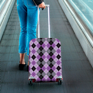 Black Grey And Violet Argyle Print Luggage Cover