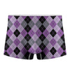 Black Grey And Violet Argyle Print Men's Boxer Briefs