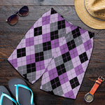 Black Grey And Violet Argyle Print Men's Shorts