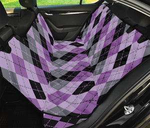 Black Grey And Violet Argyle Print Pet Car Back Seat Cover