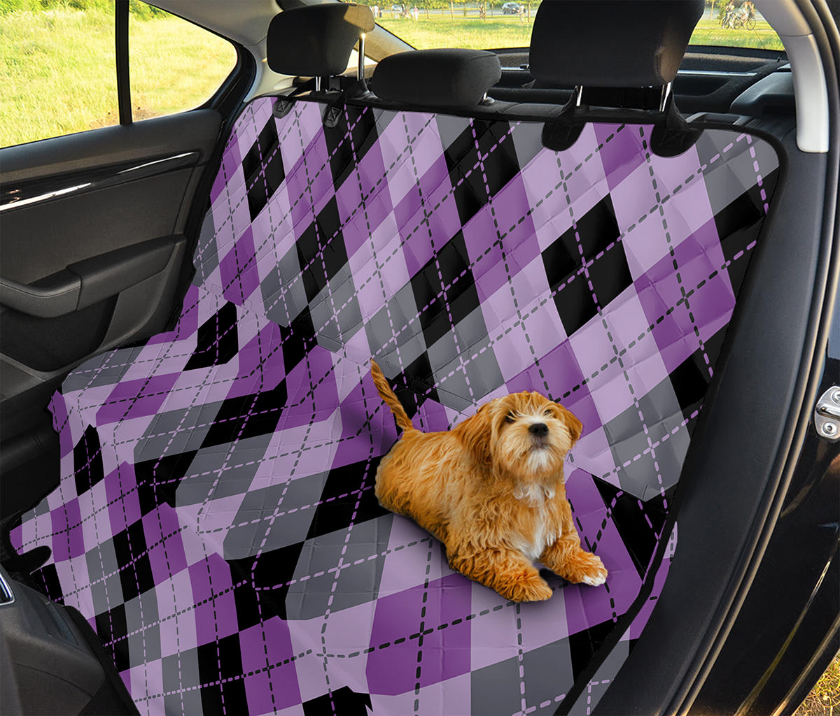 Black Grey And Violet Argyle Print Pet Car Back Seat Cover