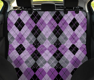 Black Grey And Violet Argyle Print Pet Car Back Seat Cover