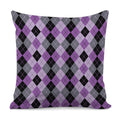 Black Grey And Violet Argyle Print Pillow Cover
