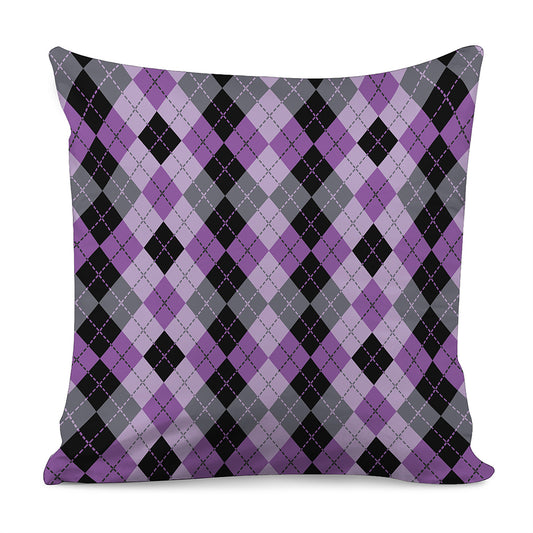 Black Grey And Violet Argyle Print Pillow Cover