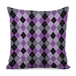 Black Grey And Violet Argyle Print Pillow Cover