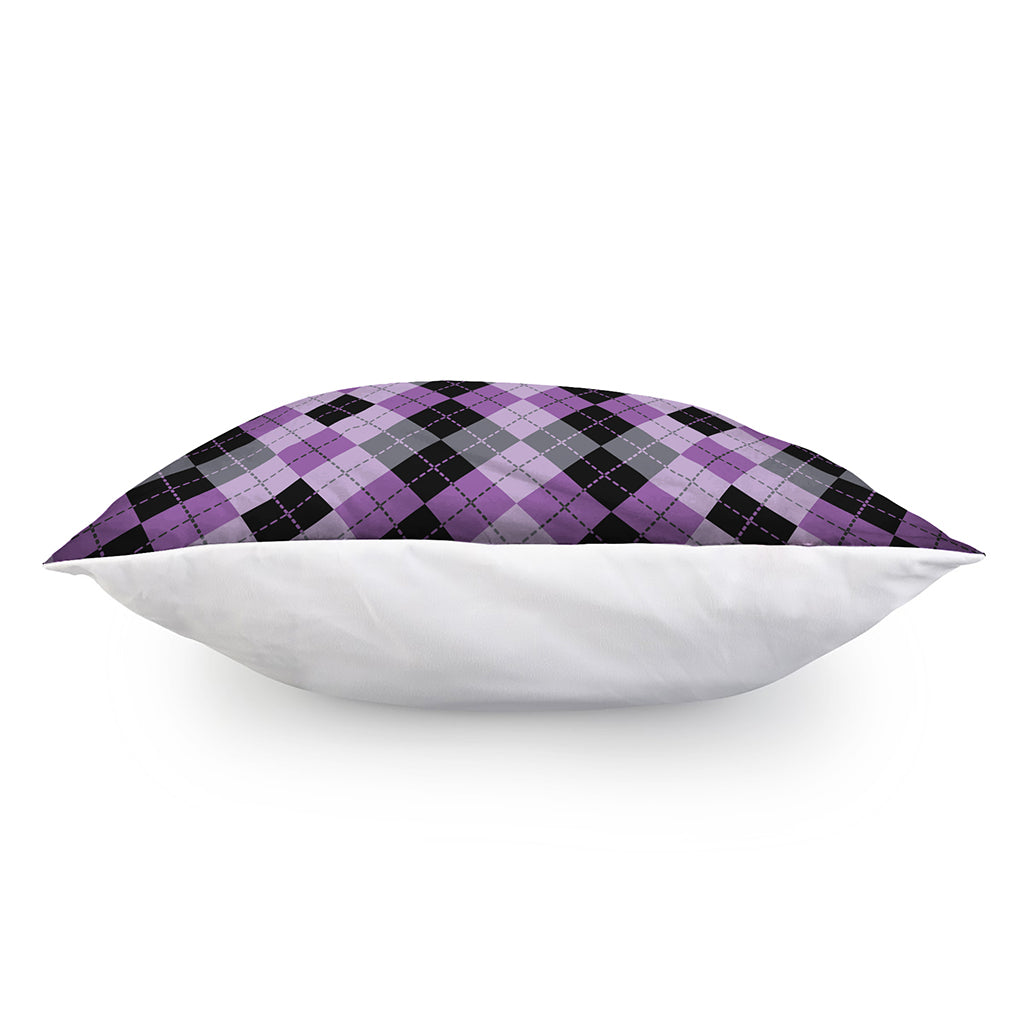 Black Grey And Violet Argyle Print Pillow Cover