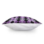 Black Grey And Violet Argyle Print Pillow Cover