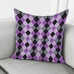 Black Grey And Violet Argyle Print Pillow Cover