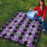 Black Grey And Violet Argyle Print Quilt